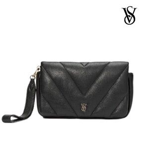 Victoria's Secret Black Quilted Wristlet Clutch